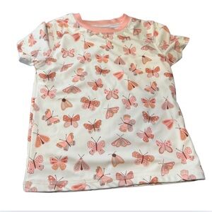 322. Butterfly Pink & Cream Swim Top size 3/4